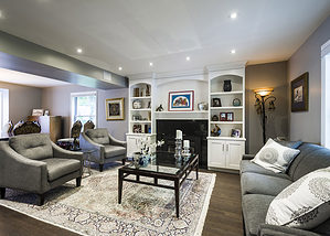 Living Room renovation with fireplace and built in shelving - Total Living Concepts in barrie ontario