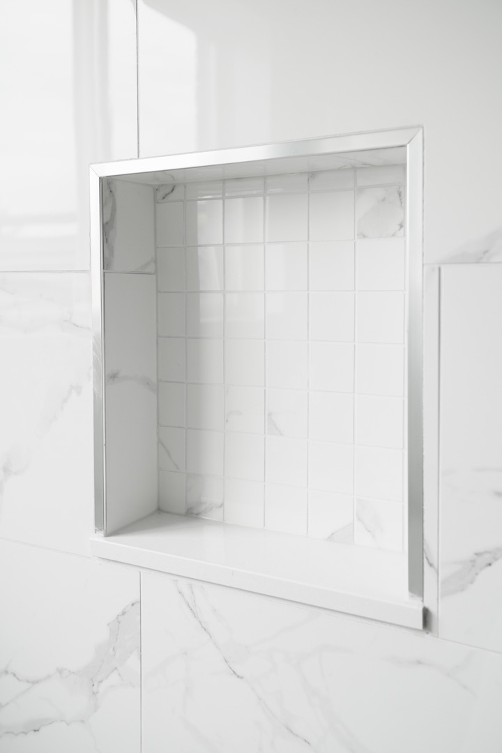 built-in shower shelf