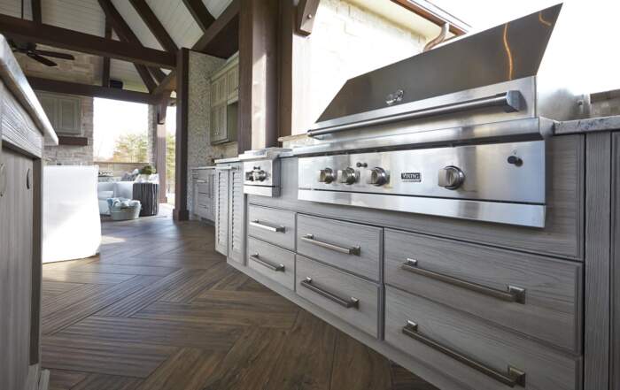 outdoor kitchen cabinetry with built in bbq