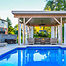 Backyard pool cabana design and home construction